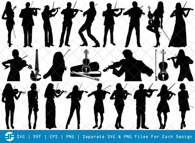 Violin SVG Cut Files | Man Playing Violin Silhouette Bundle SVG ETC Craft 