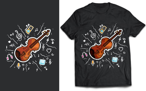 Violin with Musical SVG T-Shirt Design SVG naemmiah021 