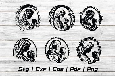 Virgin and Child Christianity Easter silhouette Svg file SVG Johan Ru designs 