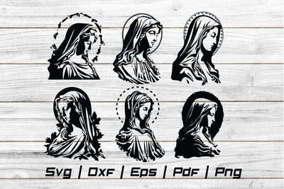 Virgin Mary Christianity Easter silhouette Svg file cut file SVG Johan Ru designs 