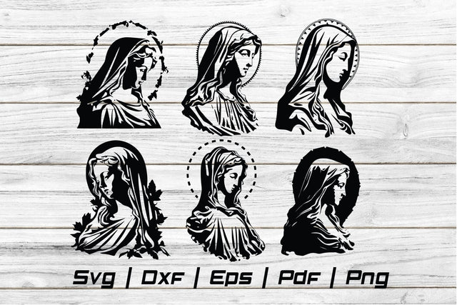 Virgin Mary Christianity Easter silhouette Svg file cut file SVG Johan Ru designs 