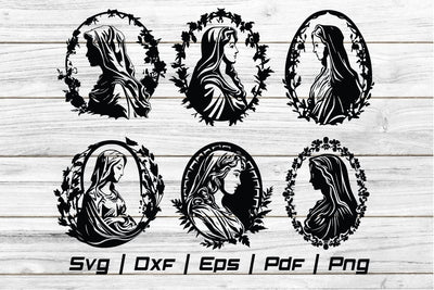 Virgin Mary Christianity Easter silhouette Svg file cut file SVG Johan Ru designs 