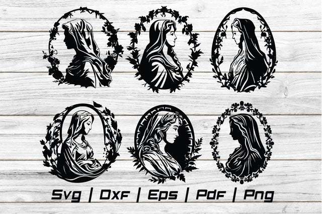 Virgin Mary Christianity Easter silhouette Svg file cut file SVG Johan Ru designs 