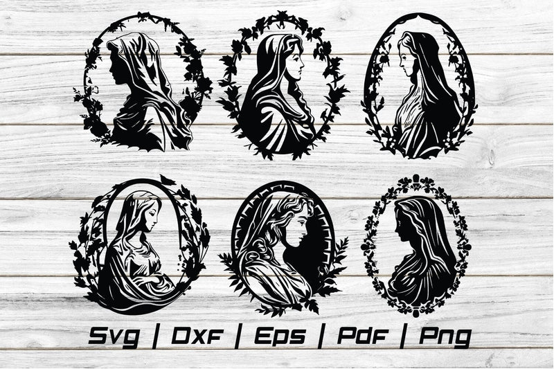 Virgin Mary Christianity Easter silhouette Svg file cut file SVG Johan Ru designs 