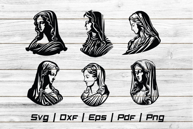 Virgin Mary Christianity Easter silhouette Svg file cut file SVG Johan Ru designs 