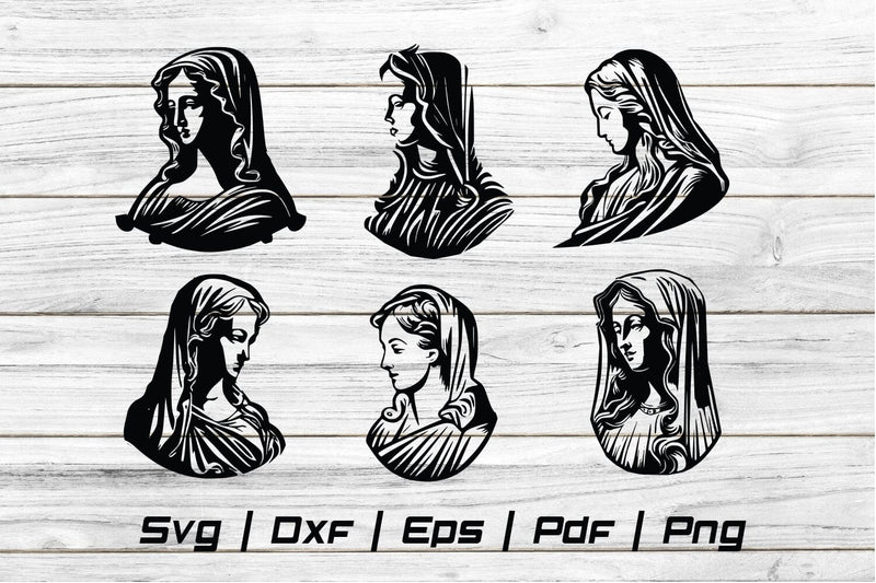 Virgin Mary Christianity Easter silhouette Svg file cut file SVG Johan Ru designs 