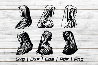 Virgin Mary Christianity Easter silhouette Svg file cut file SVG Johan Ru designs 