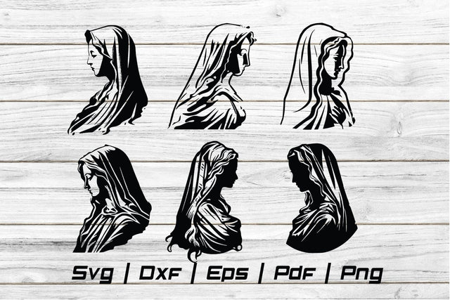 Virgin Mary Christianity Easter silhouette Svg file cut file SVG Johan Ru designs 
