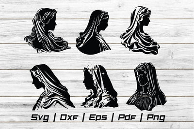 Virgin Mary Christianity Easter silhouette Svg file cut file SVG Johan Ru designs 