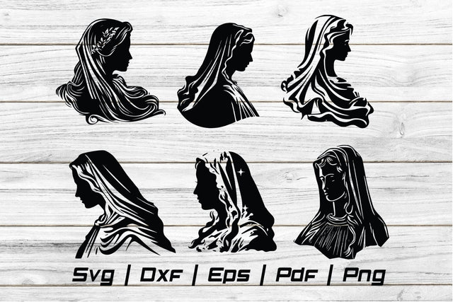Virgin Mary Christianity Easter silhouette Svg file cut file SVG Johan Ru designs 