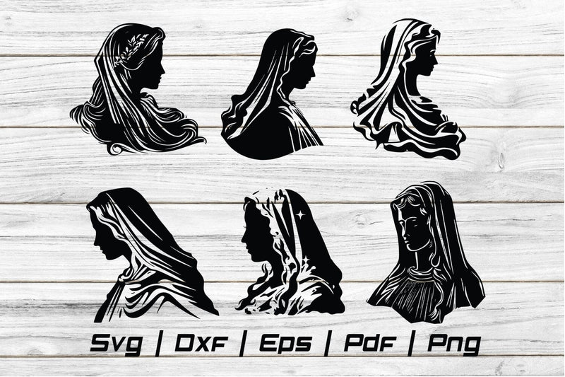 Virgin Mary Christianity Easter silhouette Svg file cut file SVG Johan Ru designs 