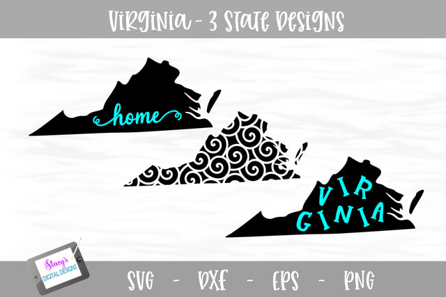 Virginia Mini Bundle - 3 Virginia State Designs SVG Stacy's Digital Designs 
