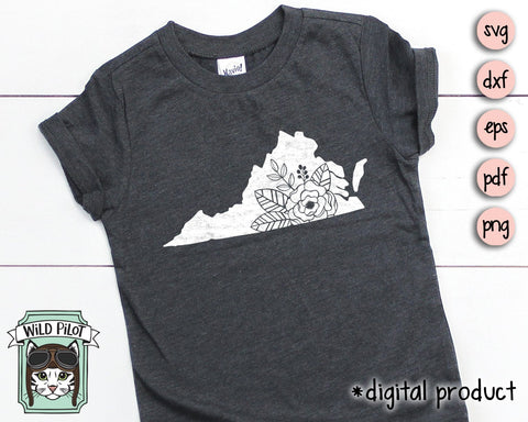 Virginia Silhouette Floral SVG Cut File SVG Wild Pilot 