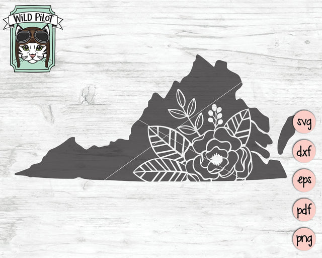 Virginia Silhouette Floral SVG Cut File SVG Wild Pilot 