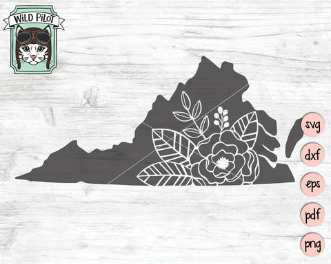 Virginia Silhouette Floral SVG Cut File SVG Wild Pilot 