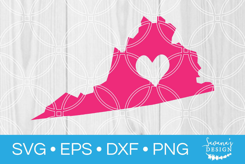 Virginia State with Heart SVG SavanasDesign 