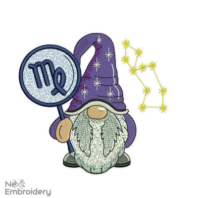 Virgo Gnome Embroidery Design Embroidery/Applique DESIGNS NextEmbroidery 