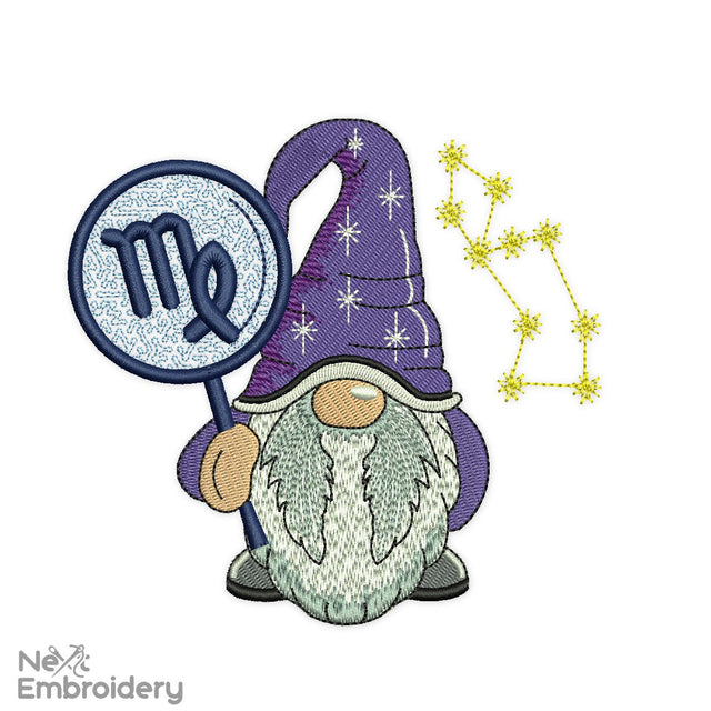 Virgo Gnome Embroidery Design Embroidery/Applique DESIGNS NextEmbroidery 