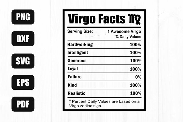 Virgo Nutrition Facts Svg, Virgo Zodiac Sign Svg, Virgo Svg, Virgo Zodiac Svg SVG Litke Designs 