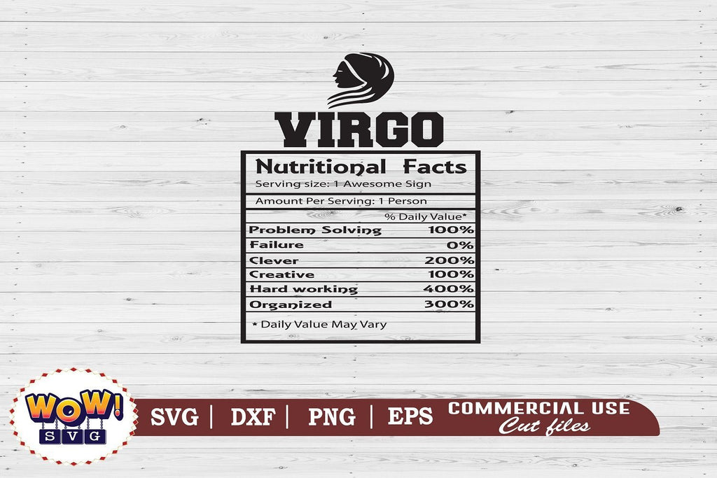 Virgo Nutritional Facts Svg Zodiac Sign Svg Nutrition Zodiac Svg