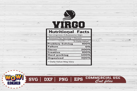 Virgo Nutritional Facts Svg, Zodiac sign svg, Nutrition, Zodiac svg SVG Wowsvgstudio 