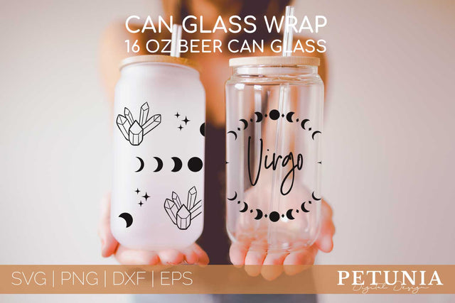 Virgo Zodiac Can Glass Wrap SVG | Beer Can Glass Wrap SVG SVG Petunia Digital Design 