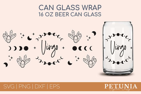 Virgo Zodiac Can Glass Wrap SVG | Beer Can Glass Wrap SVG SVG Petunia Digital Design 