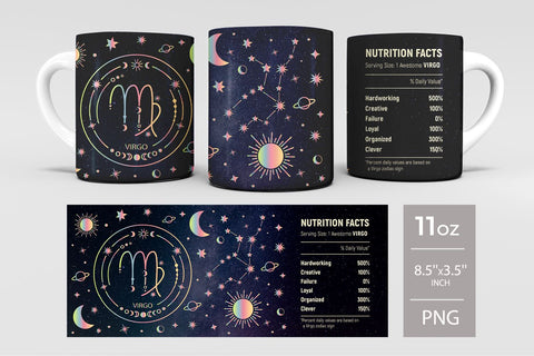 Virgo zodiac sublimation mug design Sublimation KMarinaDesign 