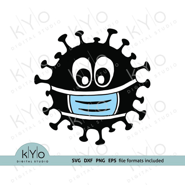 Virus with face mask svg png dxf files SVG kYo Digital Studio 
