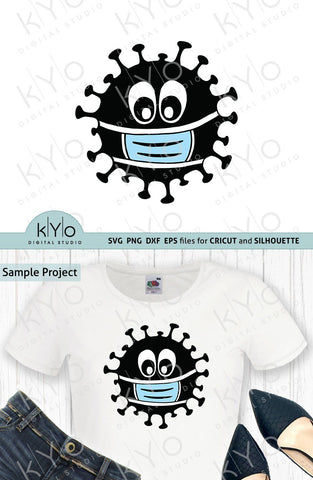 Virus with face mask svg png dxf files SVG kYo Digital Studio 