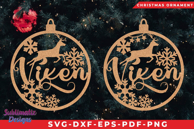 Vixen Christmas Tree Ornament SVG Cut File SVG Sublimatiz Designs 