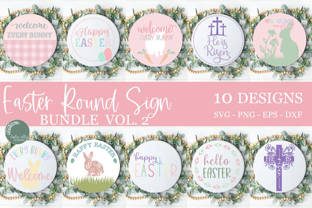 VOL 2 Easter Round Sign Bundle-Easter SVG Bundle SVG Linden Valley Designs 