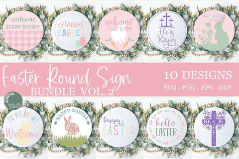 VOL 2 Easter Round Sign Bundle-Easter SVG Bundle SVG Linden Valley Designs 