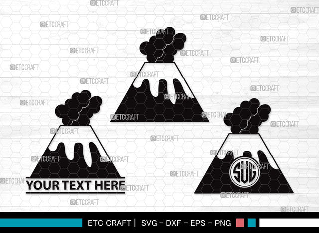 Volcano monogram SVG | Lava Svg | Smoke Svg | Mountian Svg | Volcano Clipart SVG ETC Craft 