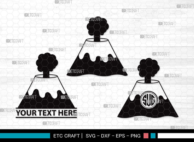 Volcano monogram SVG | Lava Svg | Smoke Svg | Mountian Svg | Volcano Clipart SVG ETC Craft 