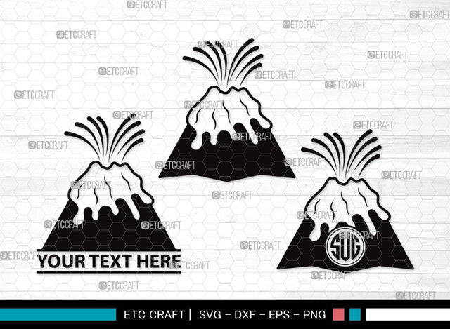 Volcano monogram SVG | Lava Svg | Smoke Svg | Mountian Svg | Volcano Clipart SVG ETC Craft 