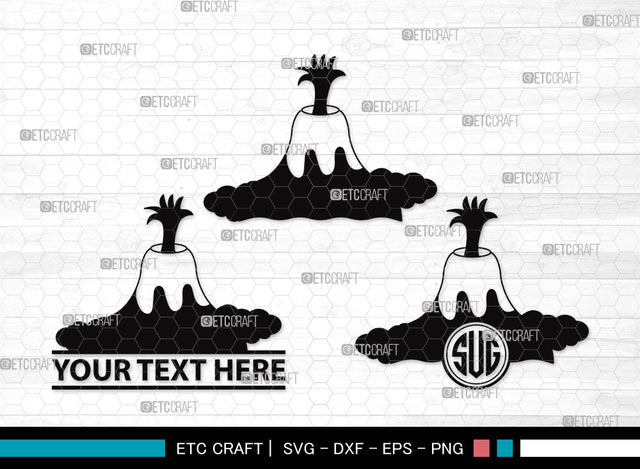 Volcano monogram SVG | Lava Svg | Smoke Svg | Mountian Svg | Volcano Clipart SVG ETC Craft 