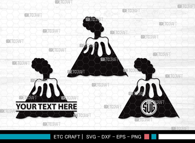 Volcano monogram SVG | Lava Svg | Smoke Svg | Mountian Svg | Volcano Clipart SVG ETC Craft 