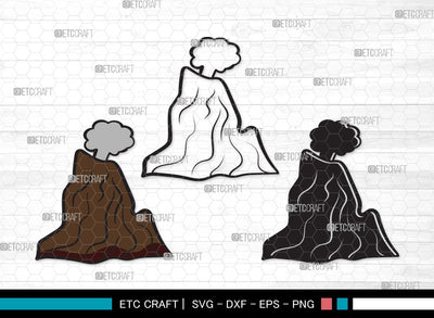 Volcano SVG Cut File | Lava Svg | Smoke Svg | Mountian Svg | Volcano Clipart SVG ETC Craft 