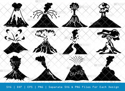 Volcano SVG Cut Files | Volcano Silhouette | Lava Svg | Smoke Svg | Mountian Svg | Lava River Svg | Volcano Eruption Svg | Volcano Bundle SVG ETC Craft 