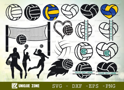 Volley Ball SVG Cut File | Sports Ball Svg | Volleyball Player Svg | Volleyball Heart Shape Svg | Volleyball Net Svg | SVG Unique Zone 