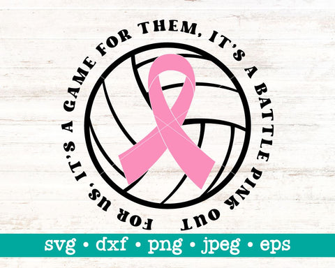 Breast Cancer Volleyball Svg, Pink Volleyball with Ribbon