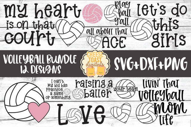 Volleyball Bundle - SVG PNG DXF Cut Files SVG Cheese Toast Digitals 
