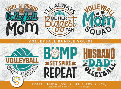 Volleyball Bundle Vol-03 SVG, Volleyball Grandma, Volleyball Squad, Volleyball Mom Squad, Sports, Husband Dad Volleyball, Volleyball Quote SVG ETC Craft 