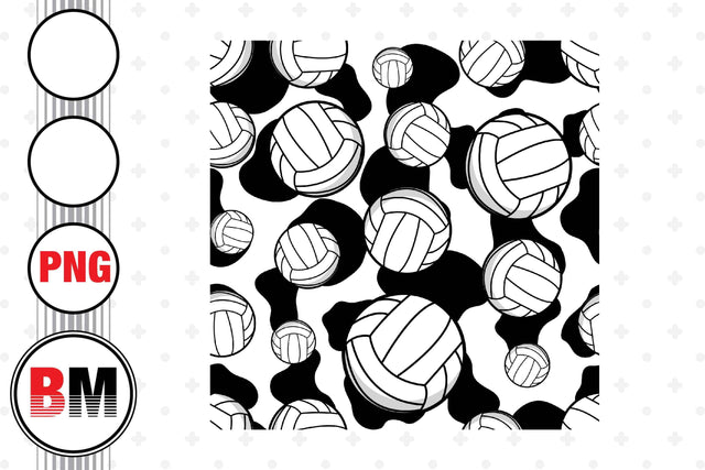 Volleyball Cow Seamless Pattern PNG Files Sublimation BMDesign 