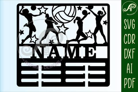 Volleyball female medal holder Name svg laser cut template SVG APInspireddesigns 