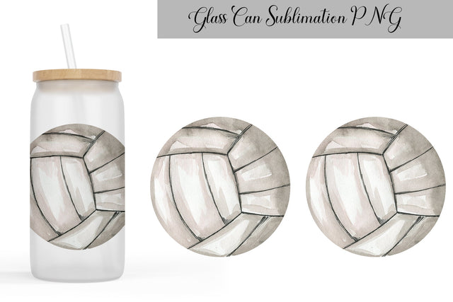 Volleyball Glass Can Sublimation WatercolorColorDream 