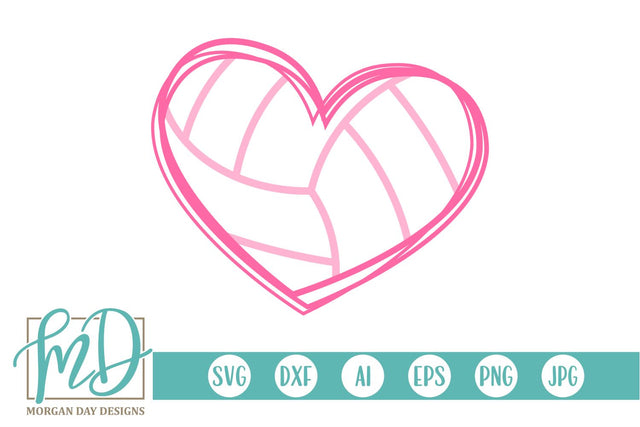 Volleyball Heart Outline SVG Morgan Day Designs 