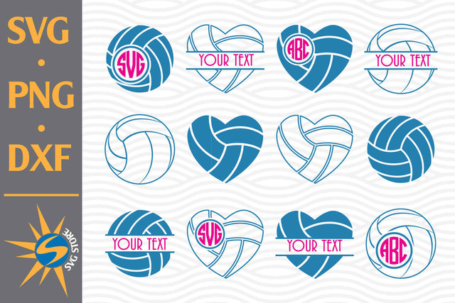 Volleyball, Heart Volleyball Monogram SVG, PNG, DXF Digital Files Include SVG SVGStoreShop 