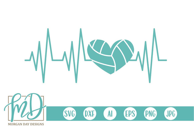 Volleyball Heartbeat SVG Morgan Day Designs 